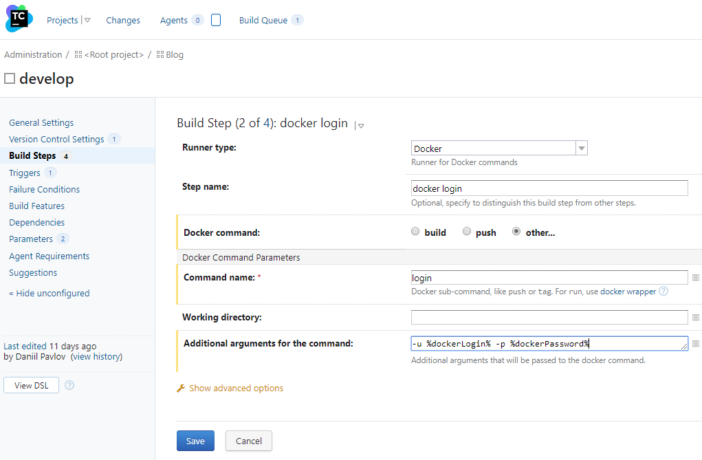 Docker login step